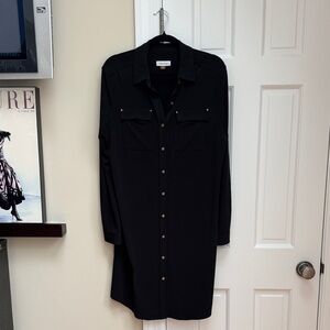 Calvin Klein Black Button-Front Shirt Dress